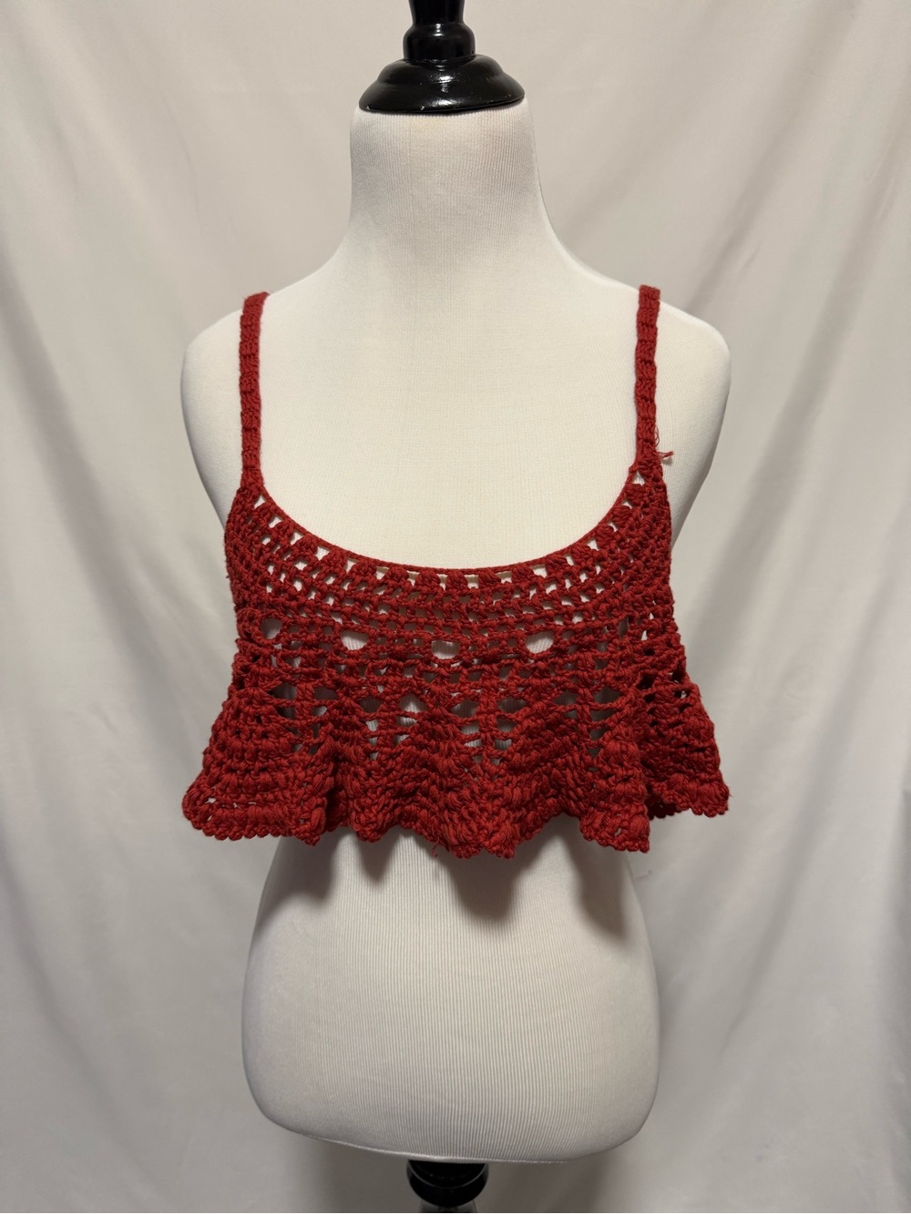 Free People Crochet Ruffle Crop Top - Red